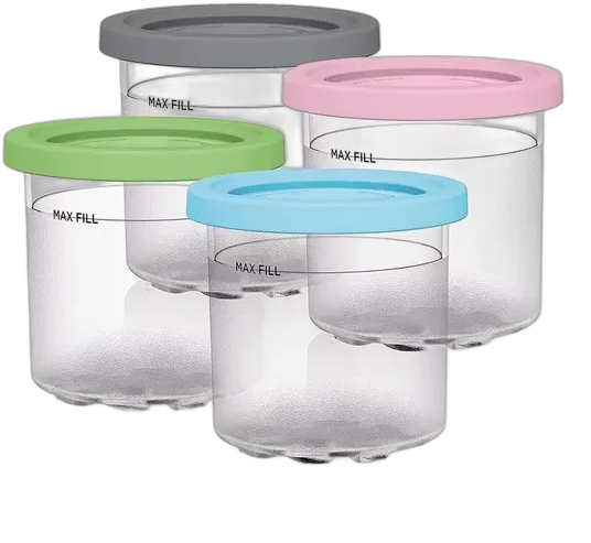 4x Ice Cream Container Pot W/ Lid Compatible Ninja Creami