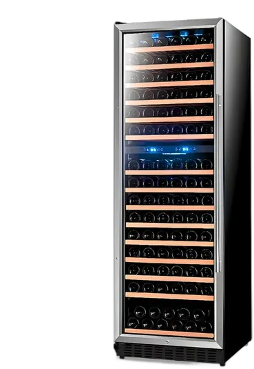 166-Bottle Dual Zone Wine Cooler 450L with Wooden Shelves