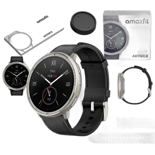 Amazfit Active 2 Premium Edition Sapphire Display Black Case Black Strap Silver Bezel