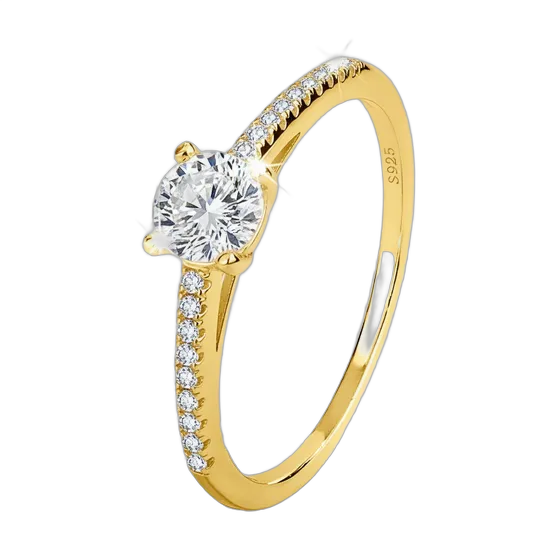 Moissanite Ring 5mm 50 Points Sterling Silver 925 18k Gold-Plated
