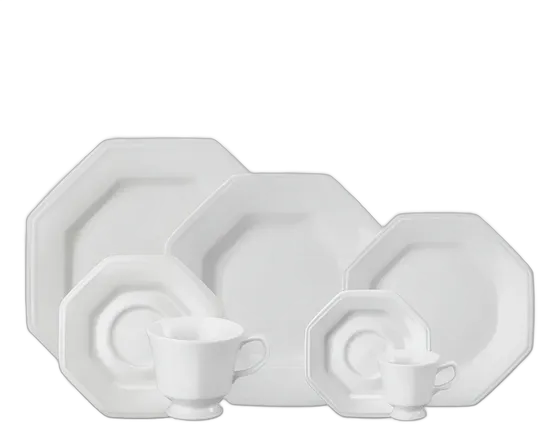Schmidt Prisma Porcelain Dinnerware Set, 42 Pieces, White