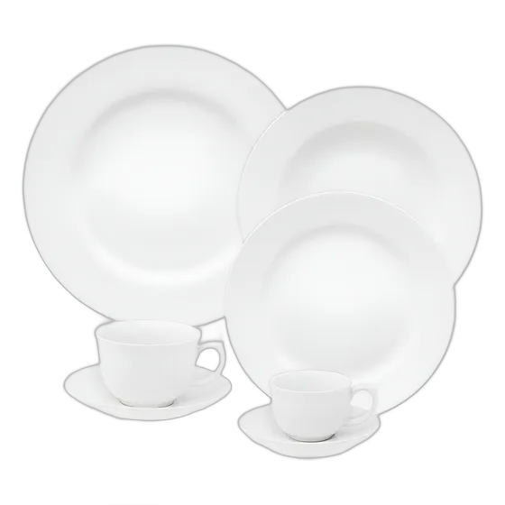 Oxford Flamingo White Dinner, Tea and Coffee Set, 42 Pieces, White