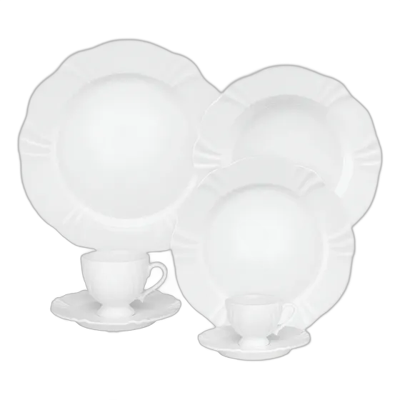 Oxford Soleil White Dinnerware Tea and Coffee Set 42 Pieces White