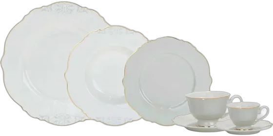 Royal Classic Dinnerware Set 42 pcs New Bone China Gold Rim