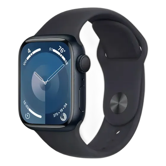 Apple Watch Series 9 GPS • Midnight aluminum case • 41 mm • Midnight sport band • M/L - Good (Refurbished)