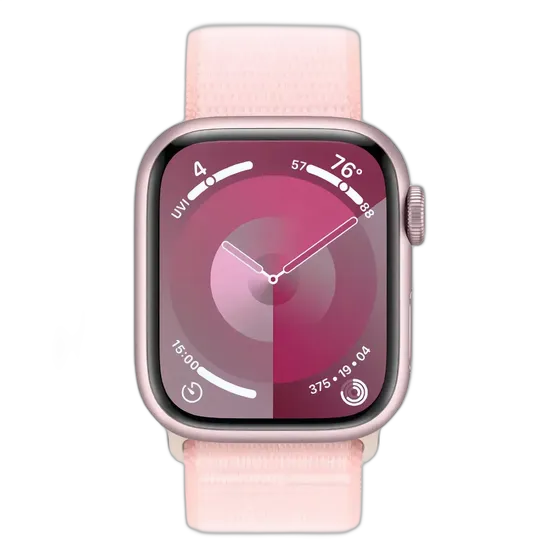 Apple Watch Series 9 GPS + Cellular – Pink aluminum case – 41 mm – Light pink sport loop band - Excellent (Refurbished)