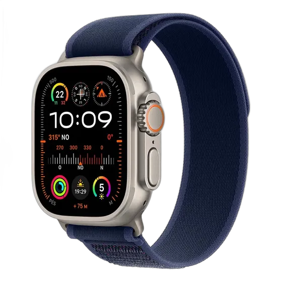 Apple Watch Ultra 2 GPS + Cellular • 49 mm Natural Titanium Case • Blue Trail Loop Band – M/L