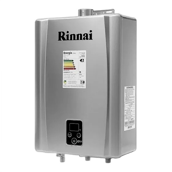 Rinnai E210 Gas Water Heater 21L LPG Silver with Button and Display