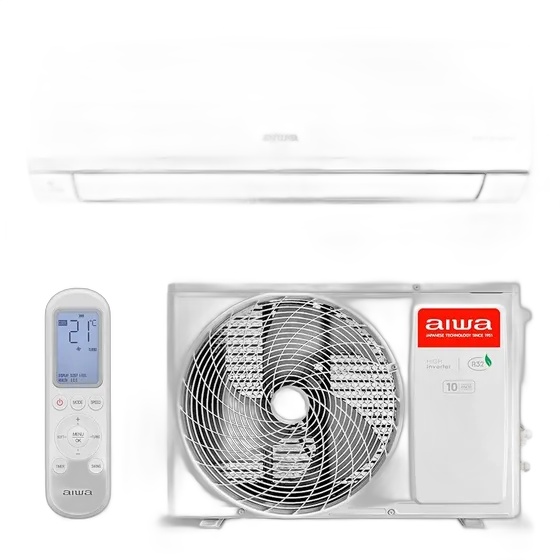 Aiwa High Inverter Air Conditioner 12,000 BTUs Heating/Cooling Aws-ac-12qf White