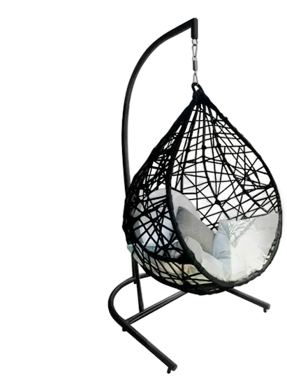 Hanging Teardrop Swing, Aluminum and Rope, Waterproof Cushion