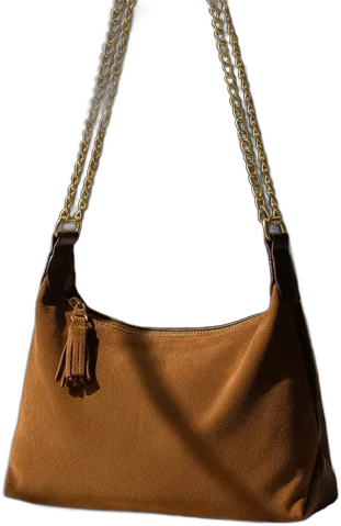 Exclusive Genuine Leather and Suede Bag Brown