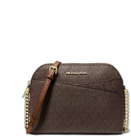 Michael Kors Crossbody Jet Set Logo Small Brown Bag Dark Brown Gold Monogram Light Brown
