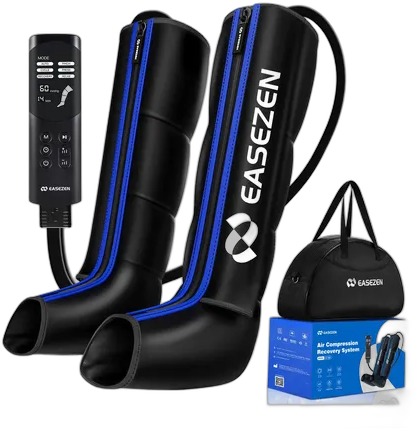 Pneumatic Compression Boot Foot Massager Portable Black With Blue Details