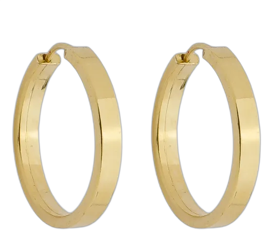 Flat Hoop Earrings 14mm 18k Gold 750