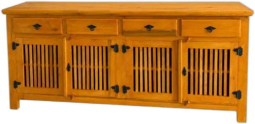 2m Rustic Solid Wood Buffet, 4-Door Living Room Sideboard