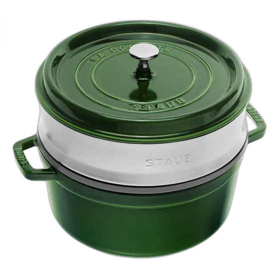 Staub Round Casserole 1133885 with Basil Steam Vent
