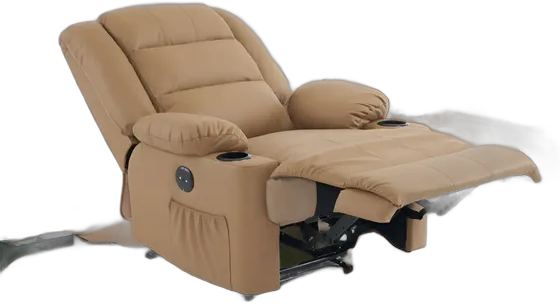 Electric Recliner Chair, Premium Faux Leather, Caramel