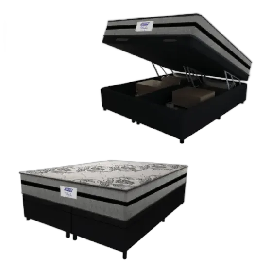 King Storage Bed Base Gazin Spring Mattress Rubi Black/Gray