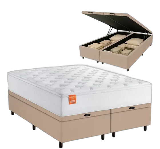 King Storage Bed Base Inducol Pocket Spring Mattress White 193x203cm