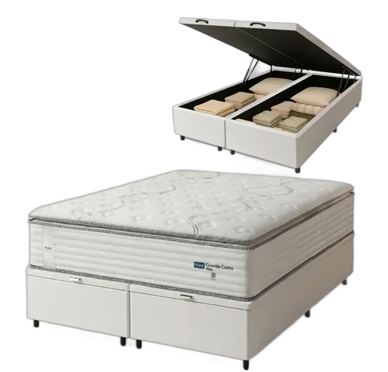 Probel King Storage Box Bed with Guarda Costas Mattress