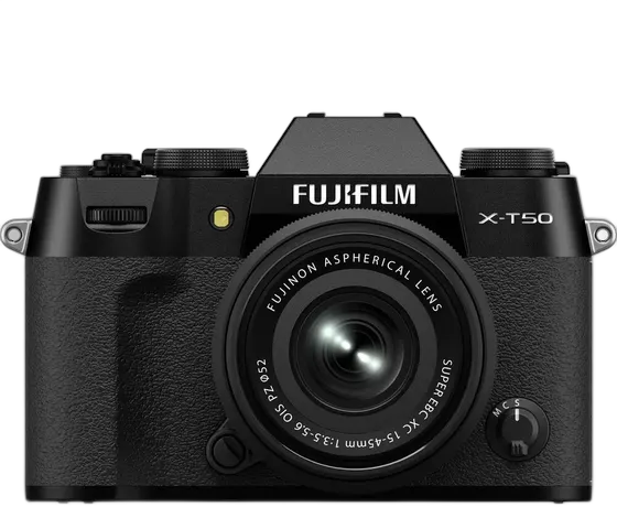 Black Mirrorless Fujifilm X-T50 Camera with XC 15-45mm PZ Lens