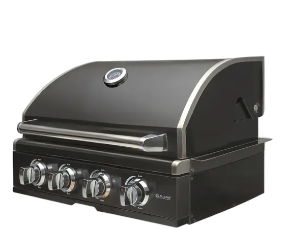 Built-in Black Stainless Steel Gas Grill, 4 Burners