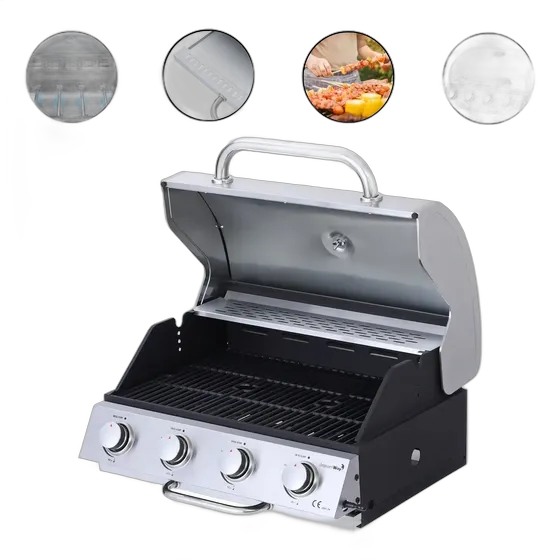 Built-in Countertop Stainless Steel Gas Grill 4 Burners Push Turn - Importway IWCG-005