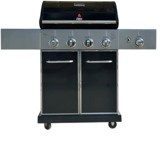 Chaleur Devon Gas Grill Cart with 4 Burners, Black