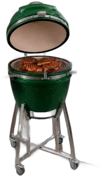 Green Premium Gourmet Ceramic Kamado Grill with Lid