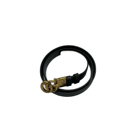 Women's Gucci Monogram Reversible Leather Belt Black 2cm