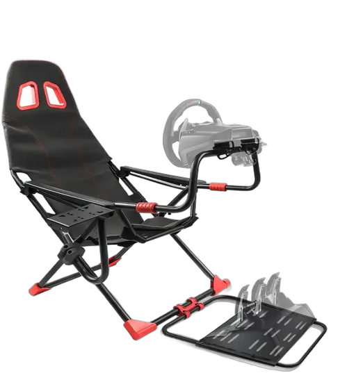 Ptyment Extreme Gamer Simulator Cockpit Black With Steering Wheel and Pedal Mount