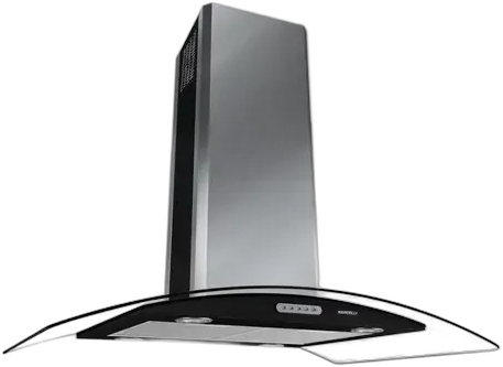 CVC Nardelli Island Range Hood Curved Glass Black 90cm Black Color