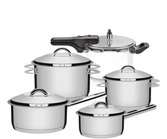 Tramontina Stainless Steel Cookware Set 5 Pieces With Pressure Cooker