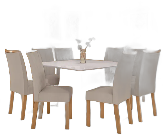 Modern Square Glass Table Set with 8 Linen Chairs — Lopas Furniture