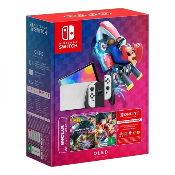 Console Nintendo Switch Oled 64gb White Mario Kart 8 Deluxe 3 Months Of Nintendo Switch Online Subscription