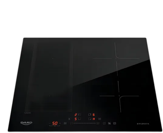 Induction Cooktop 4 Burners Dako Diplomata with Flexible Zone and Turbo Function Black