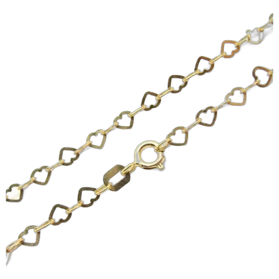 Love Choker Chain in 18k Gold Heart Links 40cm Yellow Color