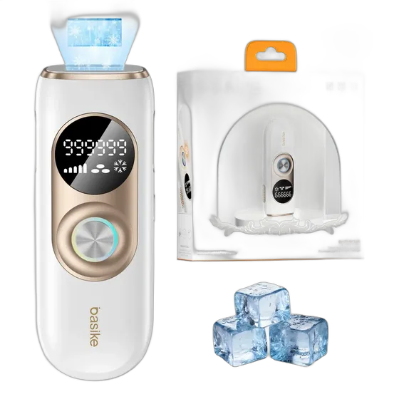 Basike Professional IPL Pulsed Light Laser Hair Removal Device, 9 Adjustment Levels, Painless Ice Sensation Permanent Hair Removal, Unisex Bivolt, Portable Full-Body Laser Hair Removal