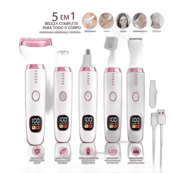 Women's 5-in-1 Electric Hair Trimmer USB LED