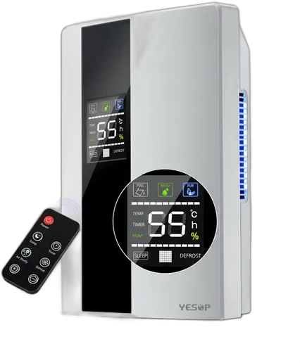 Yesop Ambient Air Dehumidifier, Electric Anti-Mold Portable Dehumidifier, Dual Voltage, Remote Control Operation