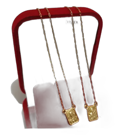 18K 750 Gold Scapular Necklace Men's Traditional 60cm