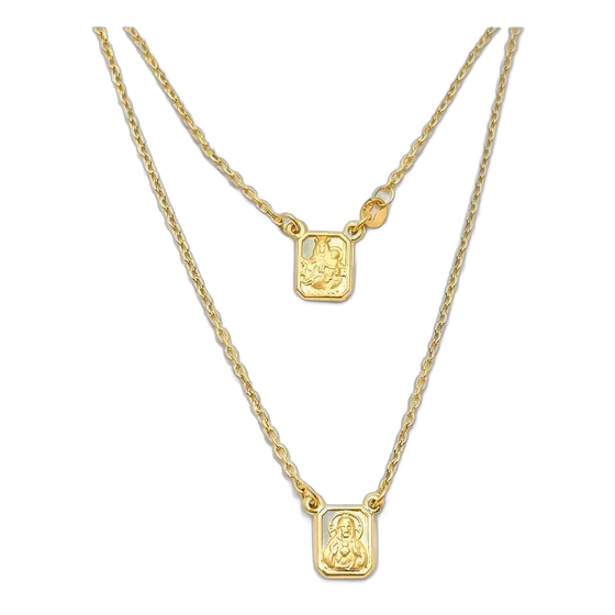 Men's 18k Gold Scapular Cartier Chain Necklace Yellow Color