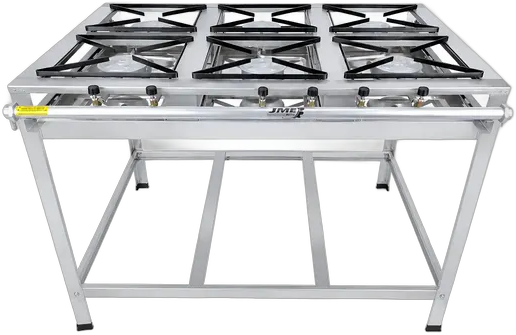 6-Burner Stove 30x30 Industrial High Pressure All Stainless Steel