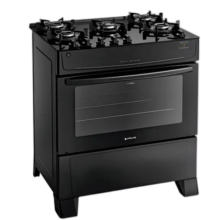 Atlas 5-Burner Stove Black Mônaco Top Glass With Automatic Ignition 127/220v