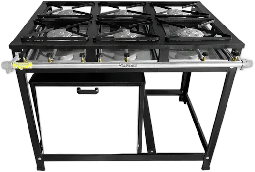 Industrial Stove, 6 Burners, 30x30, High Pressure, with Oven