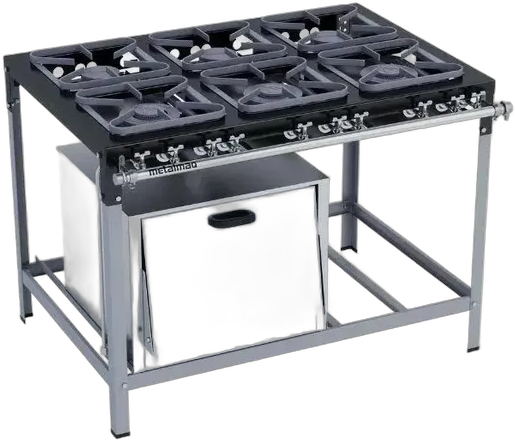Metalmaq Industrial Stove 6 Burners 30x30 with Oven (LPG)