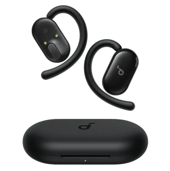 Soundcore V20i Sports Bluetooth Headphones Adjustable Ear Hook Open-Ear Wireless 4 Microphones Powerful BassUp Bass for Running Gym Gaming Style LED Lights New Release Comfort Black