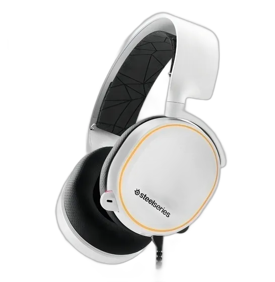 SteelSeries Arctis 5 Wireless On-Ear Gaming Headphones, White with LED Light