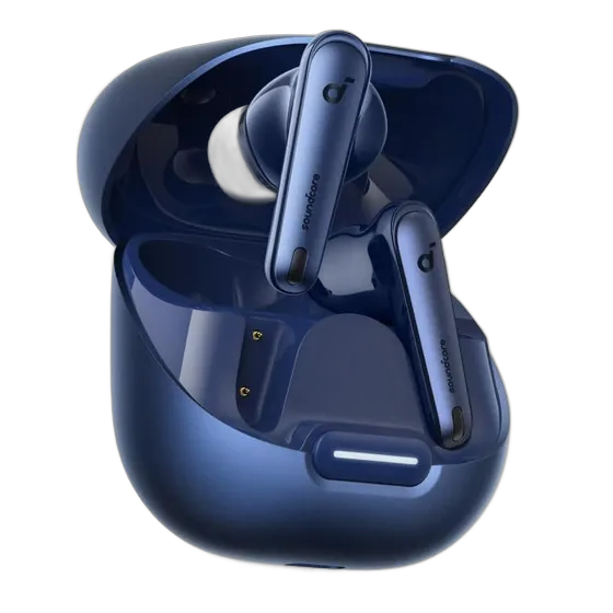 Soundcore by Anker Liberty 4 NC Earbuds ANC 98.5% Noise Reduction Adaptive Cancellation Bluetooth 5.3 Multipoint Blue 11mm Drivers Hi-Res Audio 50H Battery Wireless Charging