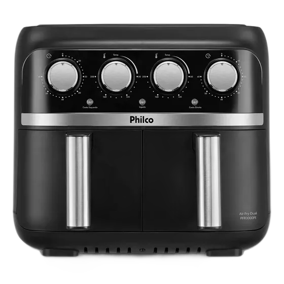 Air Fryer Dual Philco PFR3000PI Double Basket 8l Color Black
